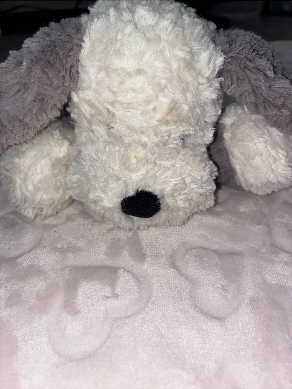 Jellycat Cream and Gray Floppy-Eared Tumblie the sheep dog
